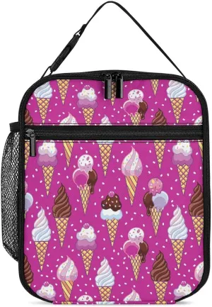Color Ice Cream Reusable Lunch Bag Insulated Portable Lunch Box Bag Leak Proof Dining Bag Lunch Box Container Tote Pattern155, 27.5X20cm, style