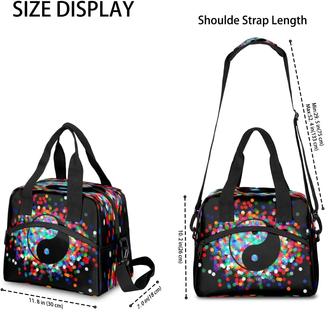 Color Tai Chi Diagram Lunch Bag Large Capacity Insulated Lunch Box with Adjustable Shoulder Strap Leakproof Reusable Lunch Tote Bag for Men Women Work Office Picnic Gift