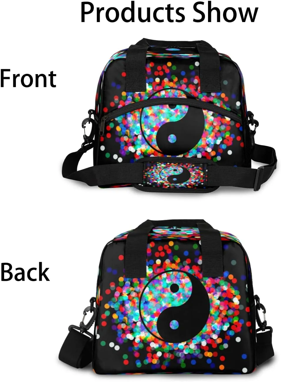 Color Tai Chi Diagram Lunch Bag Large Capacity Insulated Lunch Box with Adjustable Shoulder Strap Leakproof Reusable Lunch Tote Bag for Men Women Work Office Picnic Gift