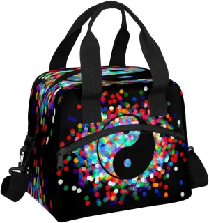 Color Tai Chi Diagram Lunch Bag Large Capacity Insulated Lunch Box with Adjustable Shoulder Strap Leakproof Reusable Lunch Tote Bag for Men Women Work Office Picnic Gift