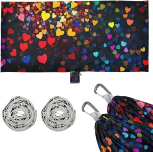 Colorful Hearts Rainbow Hammocks for Camping Cloth Hammock for Outside Beach Patio Garden