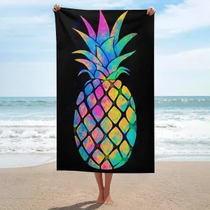Colorful Pineapple Beach Towel Sand Free Microfiber Large Shower Towels Multipurpose Absorbent for Bathroom Pool 52x32 Inch