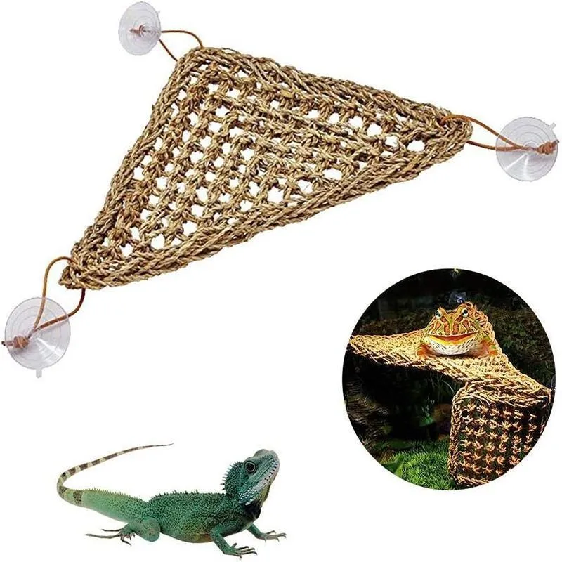 Comfortable and Natural Straw Reptile Bed Hammock for Basking and Relaxation