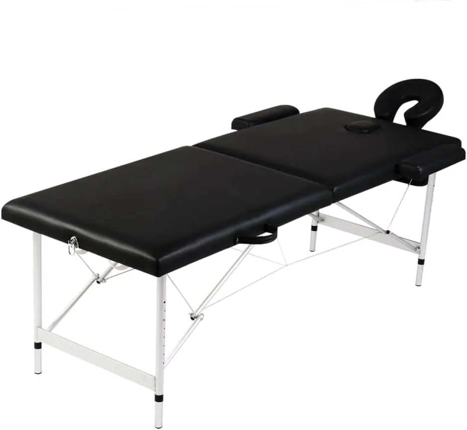 Comfortable Black Foldable Massage Table for Shiatsu and Reiki, Adjustable Height, Durable Foam Cushion, Convenient Storage