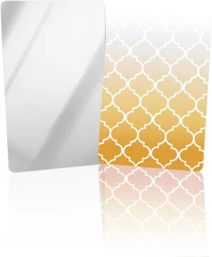 Compact Card Mirror, Unbreakable Stainless Steel Makeup Mirror Geometric Modern Moroccan Yellow Trellis Gradient Rectangular Handheld Small Travel Mirror for Camping, Travelling