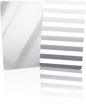 Compact Card Mirror, Unbreakable Stainless Steel Makeup Mirror Gradient Grey and White Stripes Rectangular Handheld Small Travel Mirror for Camping, Travelling