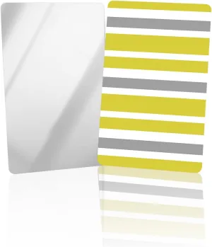 Compact Card Mirror, Unbreakable Stainless Steel Makeup Mirror Yellow and Grey Irregular Stripe Rectangular Handheld Small Travel Mirror for Camping, Travelling