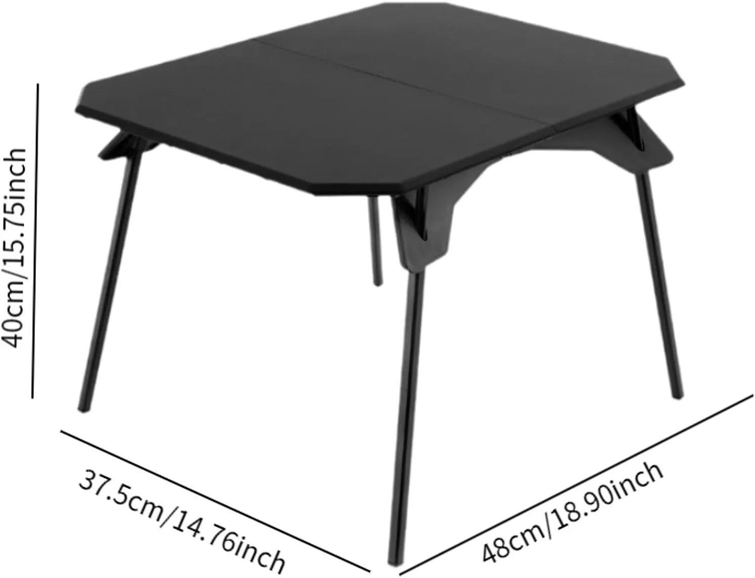 Compact Folding Table for Travel and Outdoor Use with Height Adjustment, Black