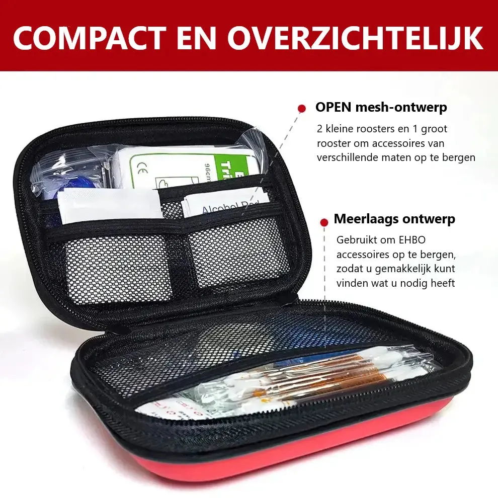 Compacte eerste hulp EHBO kit 90pcs | Rood of Zwart