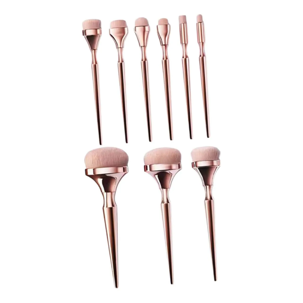 Complete Makeup Brushes Set Long Handle 9pcs Cosmetology Kit Rose Gold Makeup Brushes for Female Blush Powder Eyeshadow