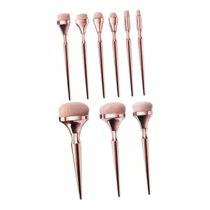 Complete Makeup Brushes Set Long Handle 9pcs Cosmetology Kit Rose Gold Makeup Brushes for Female Blush Powder Eyeshadow