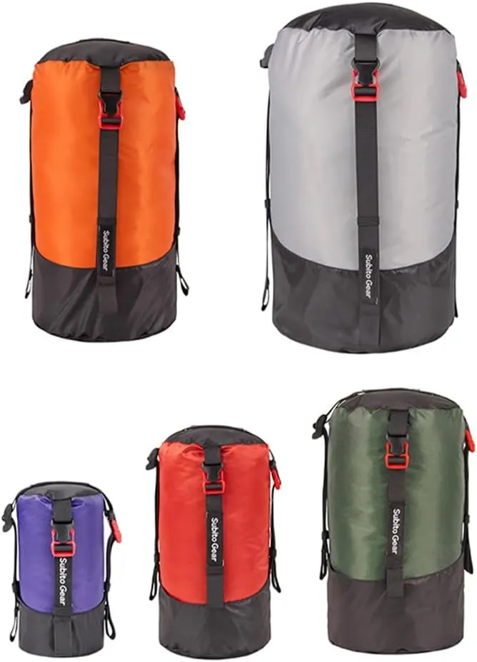 Compression Stuff Sack Lightweight 1-2L/4-6L/5-8L/9-18L/18-25L Waterproof Polyester Compression Bag Sleeping Bag Storage Sack for Camping Hiking Backpacking Outdoor Travel