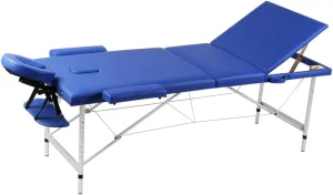 Convenient Blue Foldable Massage Table with 3 Zones, Adjustable Height, Aluminum Frame for Therapists, Easy to Transport