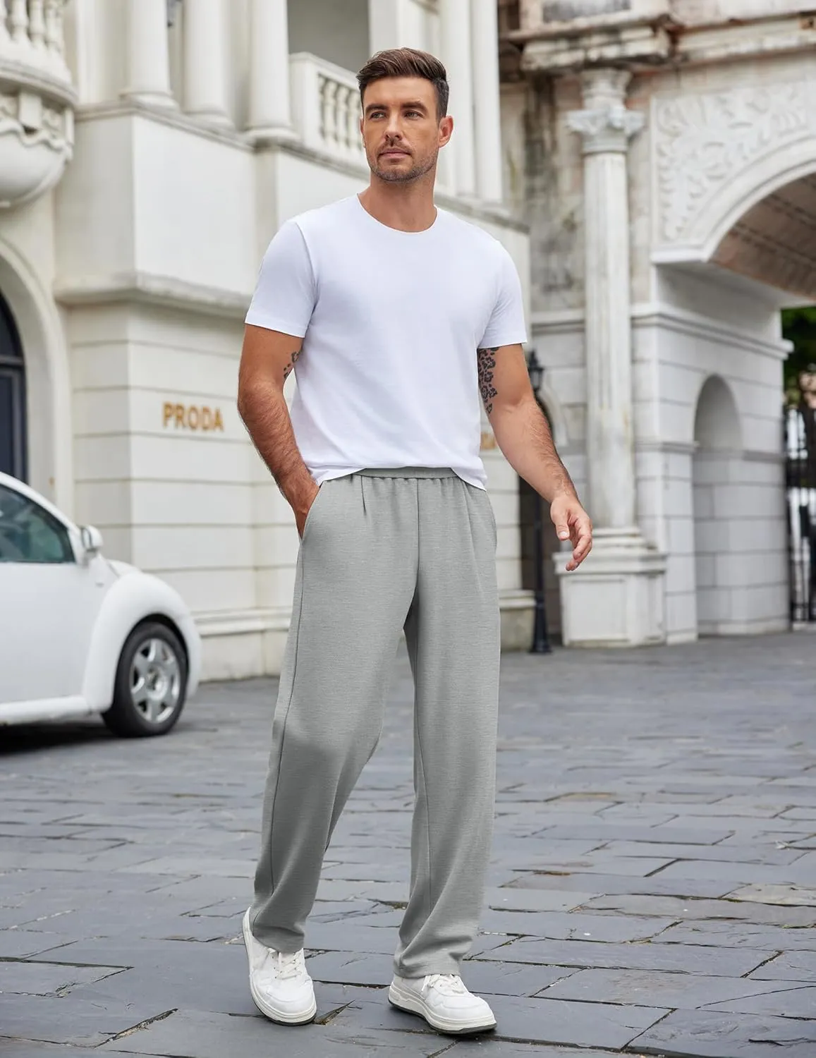 COOFANDY Mens Casual Sweatpants Open Bottom Lounge Pants Lightweight Baggy Workout Yoga Track Pants