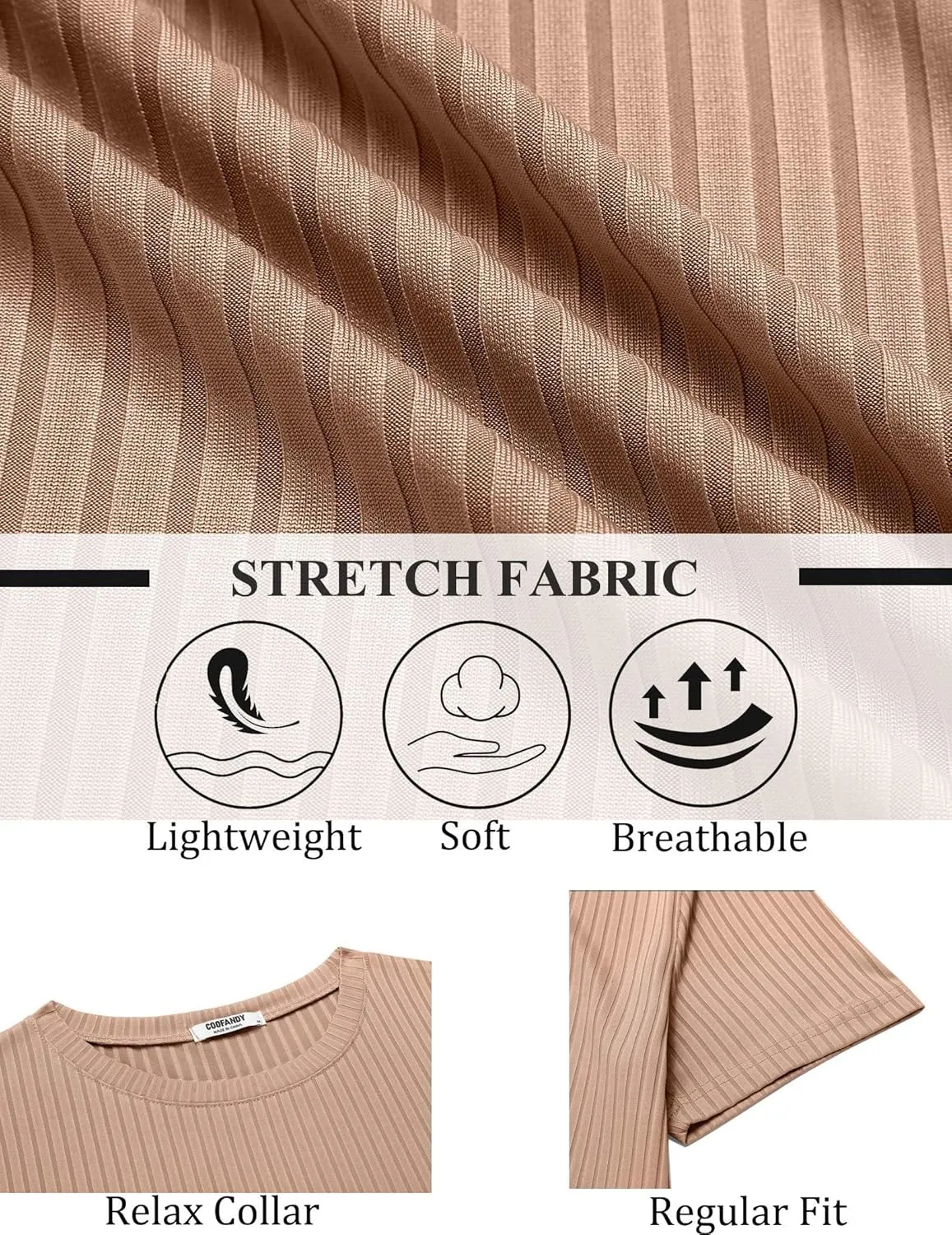COOFANDY Mens T-Shirts Short Sleeve Plain Tshirts Casual Crew Neck Basic T Shirt Soft Cooling Fitted Stretch Tee Shirts