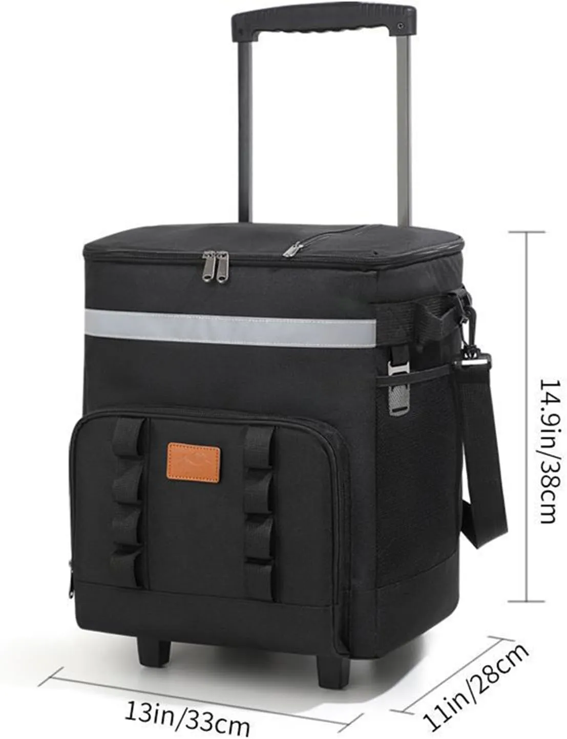 Cooler with Wheels, Cooler Bag, Telescopic Handle Ice Bag, Large Capacity, Rolling Design, Ice Retention, 3 Layer Heat Insulation, Portable Insulated Box for Car, Outdoor Picnic