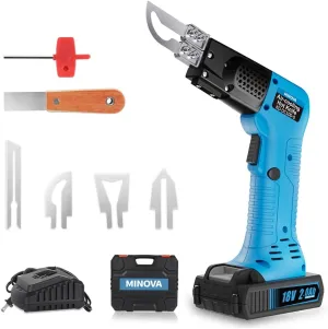 Cordless Air Cooling Pro Electric Hot Knife Kit, 4 Blades Fabric Cutter & Rope Cutting Tool with Heavy-Duty Case & Battery 2.0Ah 18V