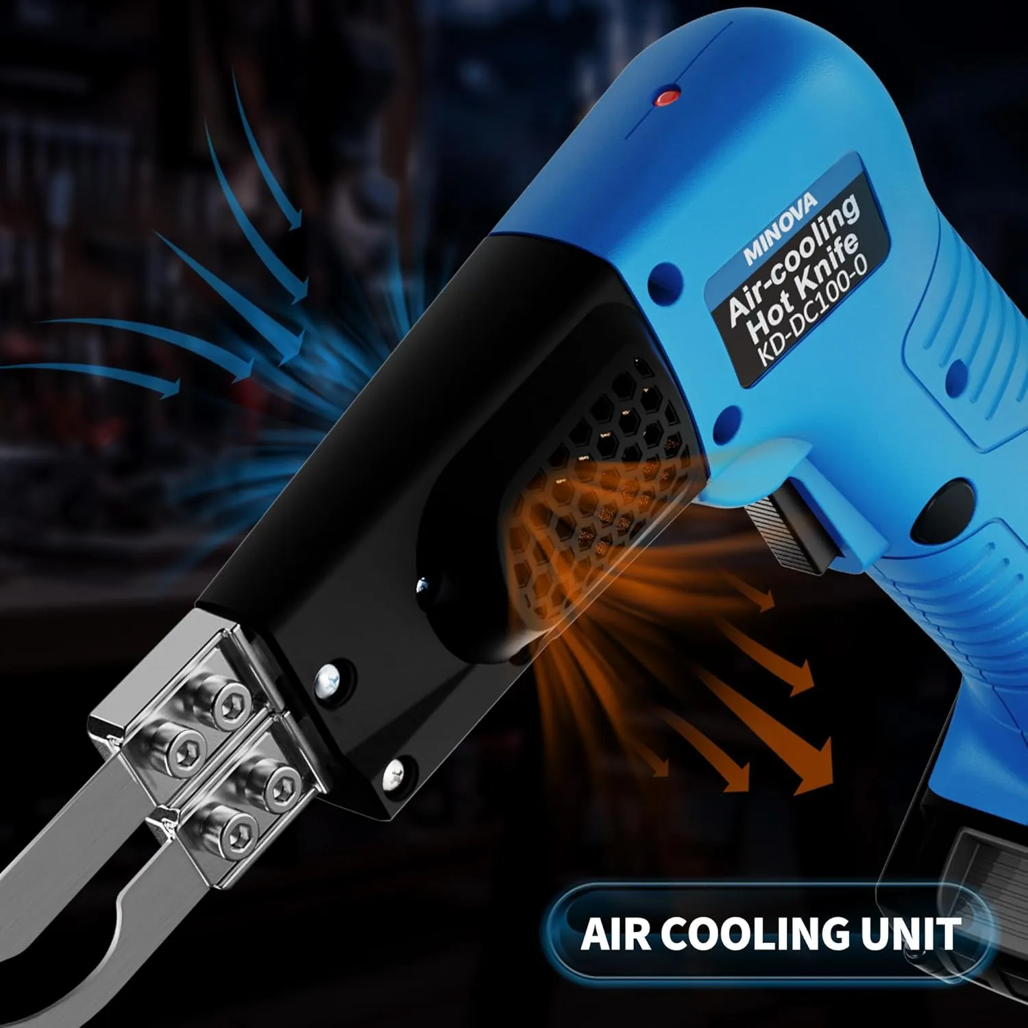 Cordless Air Cooling Pro Electric Hot Knife Kit, 4 Blades Fabric Cutter & Rope Cutting Tool with Heavy-Duty Case & Battery 2.0Ah 18V