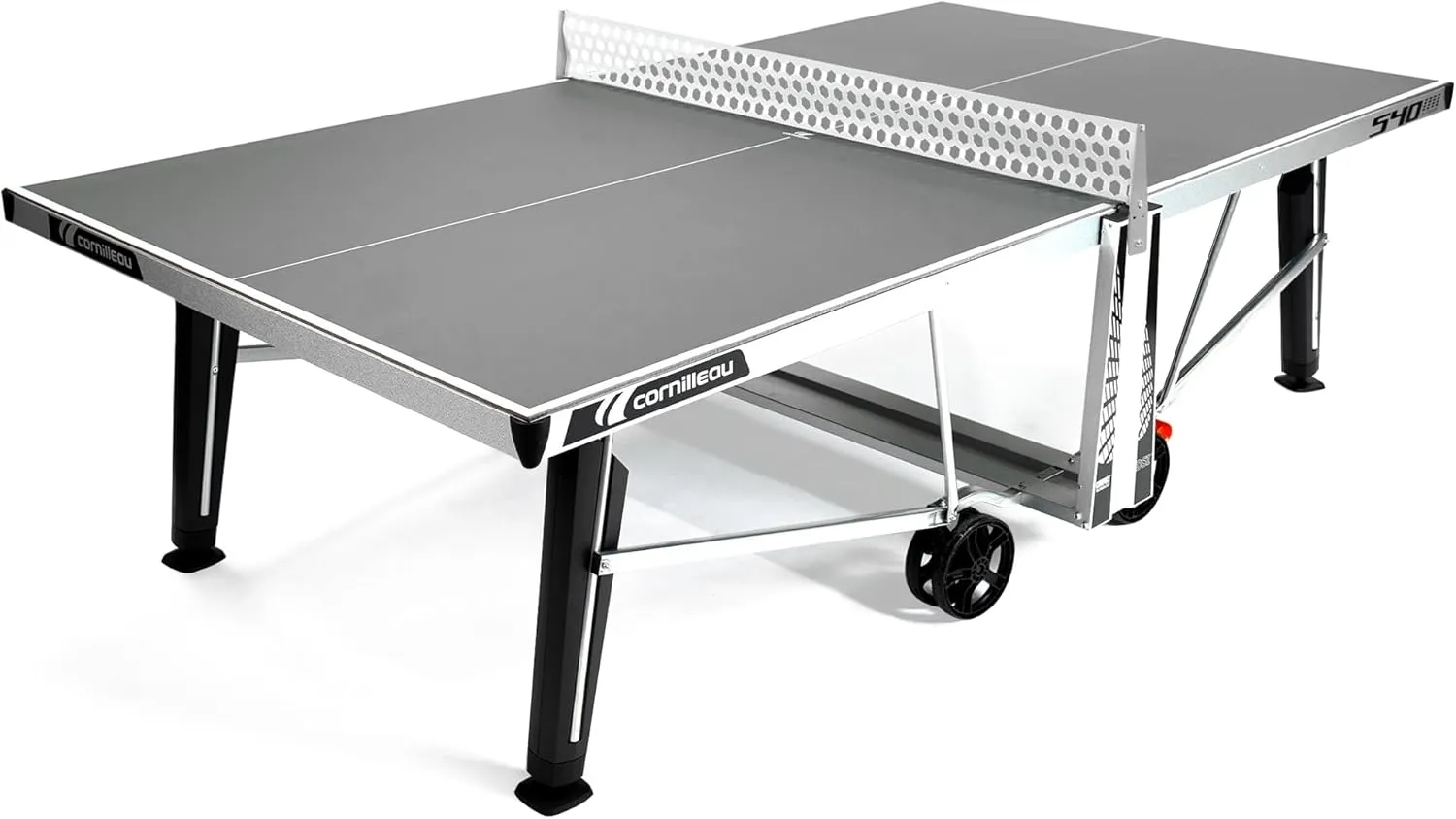 Cornilleau - Pro 540M Outdoor Ping Pong/Table Tennis Table - Mobile and Durable - 7mm Laminated Tabletops - inviolable Net - Weather-Resistant - Steel Frame - Foldable and Easy to Move