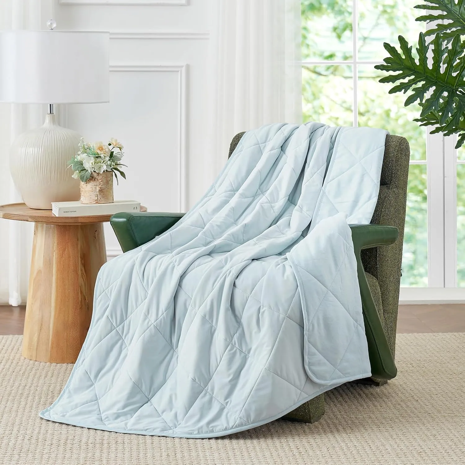 Cozy Bliss Cooling Throw Blanket for Hot Sleepers, Q-Max 0.4 Cooling Comfort 50x70, Cold Blankets for Night Sweats Sleeping, Ultra-Cool Lightweight Breathable Summer Blanket for Bed Travel