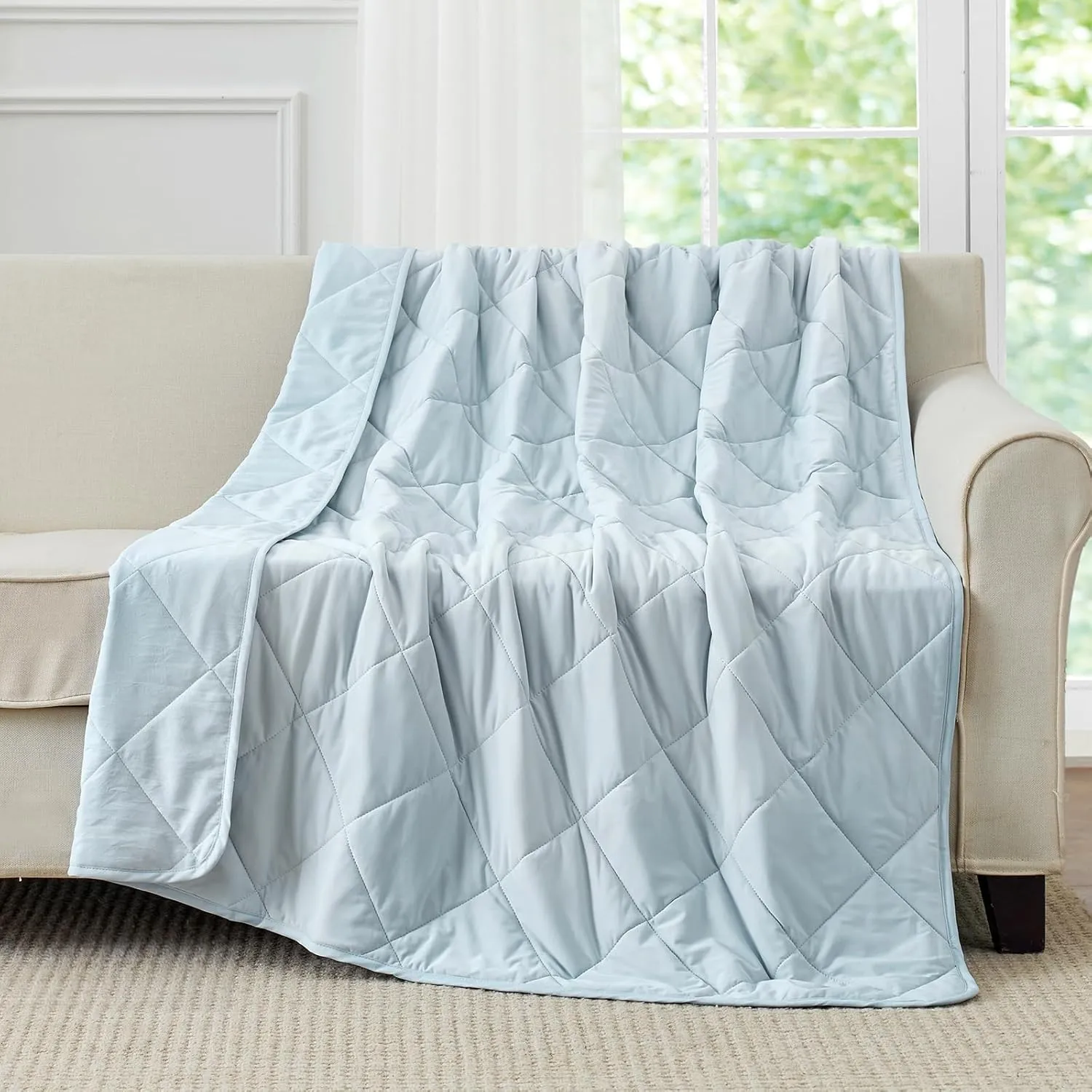 Cozy Bliss Cooling Throw Blanket for Hot Sleepers, Q-Max 0.4 Cooling Comfort 50x70, Cold Blankets for Night Sweats Sleeping, Ultra-Cool Lightweight Breathable Summer Blanket for Bed Travel