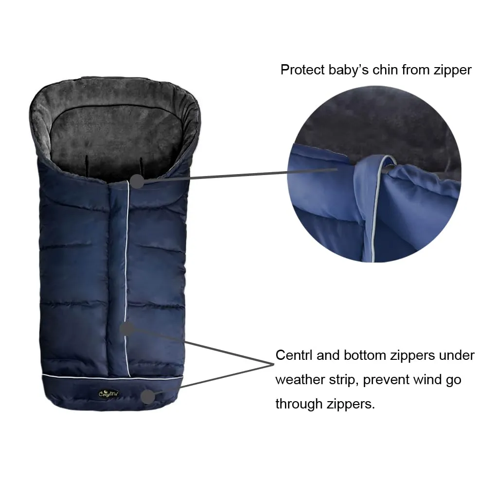 CozyMe Stroller footmuff, 3-in-1 Winter Baby Bunting Bag, Water Resistant Stroller Blanket Bunging Bag,Multi Purpose Fleece Lined Warm Hooded Sleeping Bag for Baby Winter Stroller Cover,6-36M