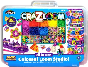 Cra-Z-Art CRA-Z-Loom Deluxe Rubber Band Case – Comprehensive Loom Kit with Assorted Bands & Tools | Includes Storage Case for Easy Organization & Creativity