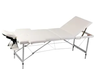 Cream White Foldable Massage Table for Comfort and Convenience, Adjustable Height and Durable Design, Relaxation and Professional Use