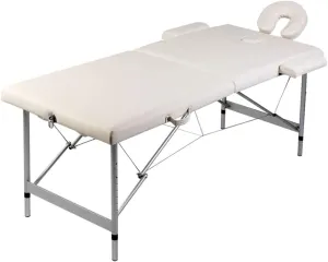 Cream White Foldable Massage Table for Relaxation and Comfort, Adjustable Height and Durable Foam, Home or Professional Use