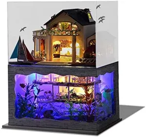 CRIOLPO DIY Miniature Doll House Kit, Miniature House Kits for Adults, Tiny House Kit with Furniture, Wooden Dolls House Craft Kits, Build Your Own Miniature Dreamy Home - Impressions of Hawaii
