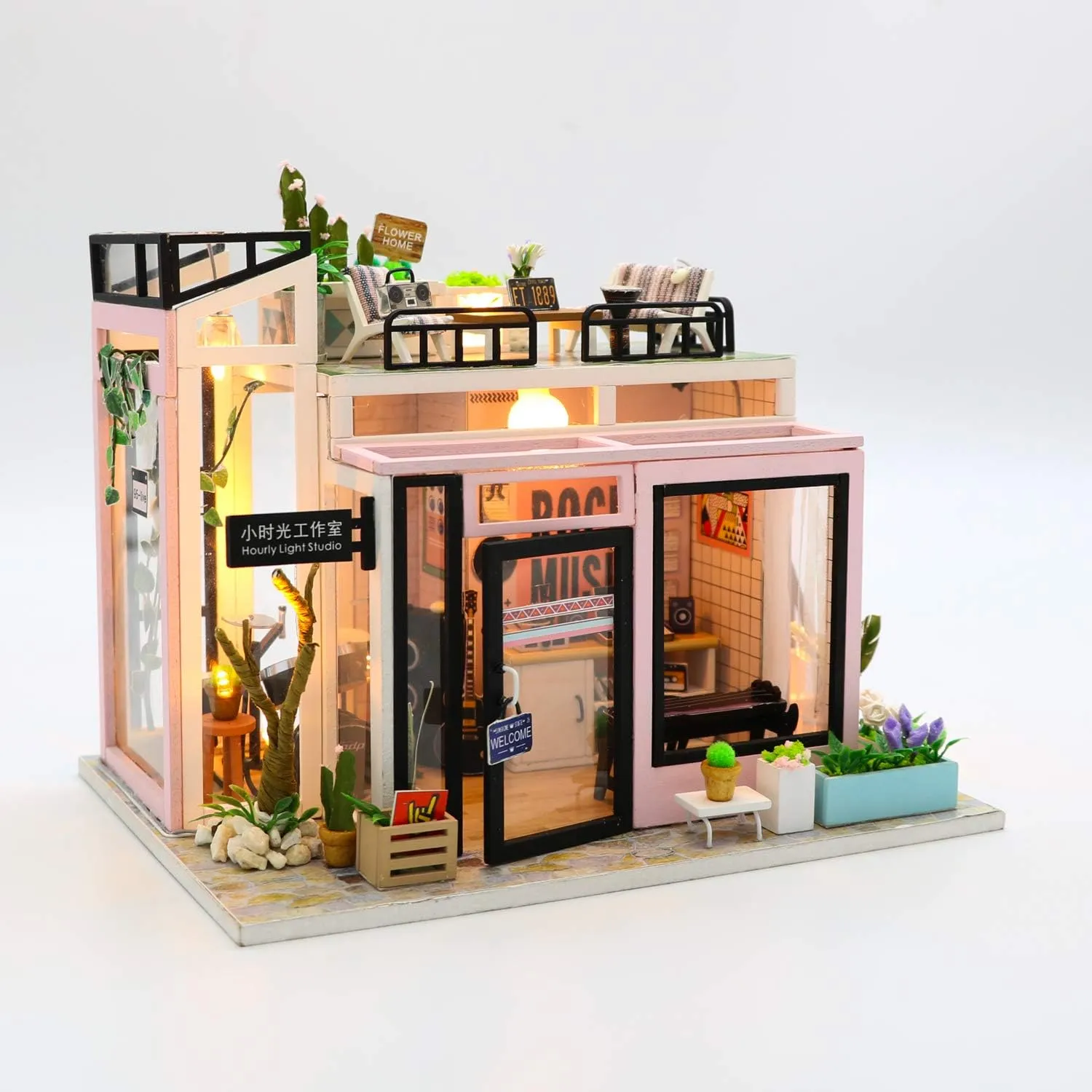 CRIOLPO DIY Miniature Dollhouse Kit, 1:24 Scale Tiny House Building Kit with Furniture, 3D Wooden Craft Model, Creative Miniature House Kit for Adults, for Home Decor, DIY Lovers - Little Time Studio