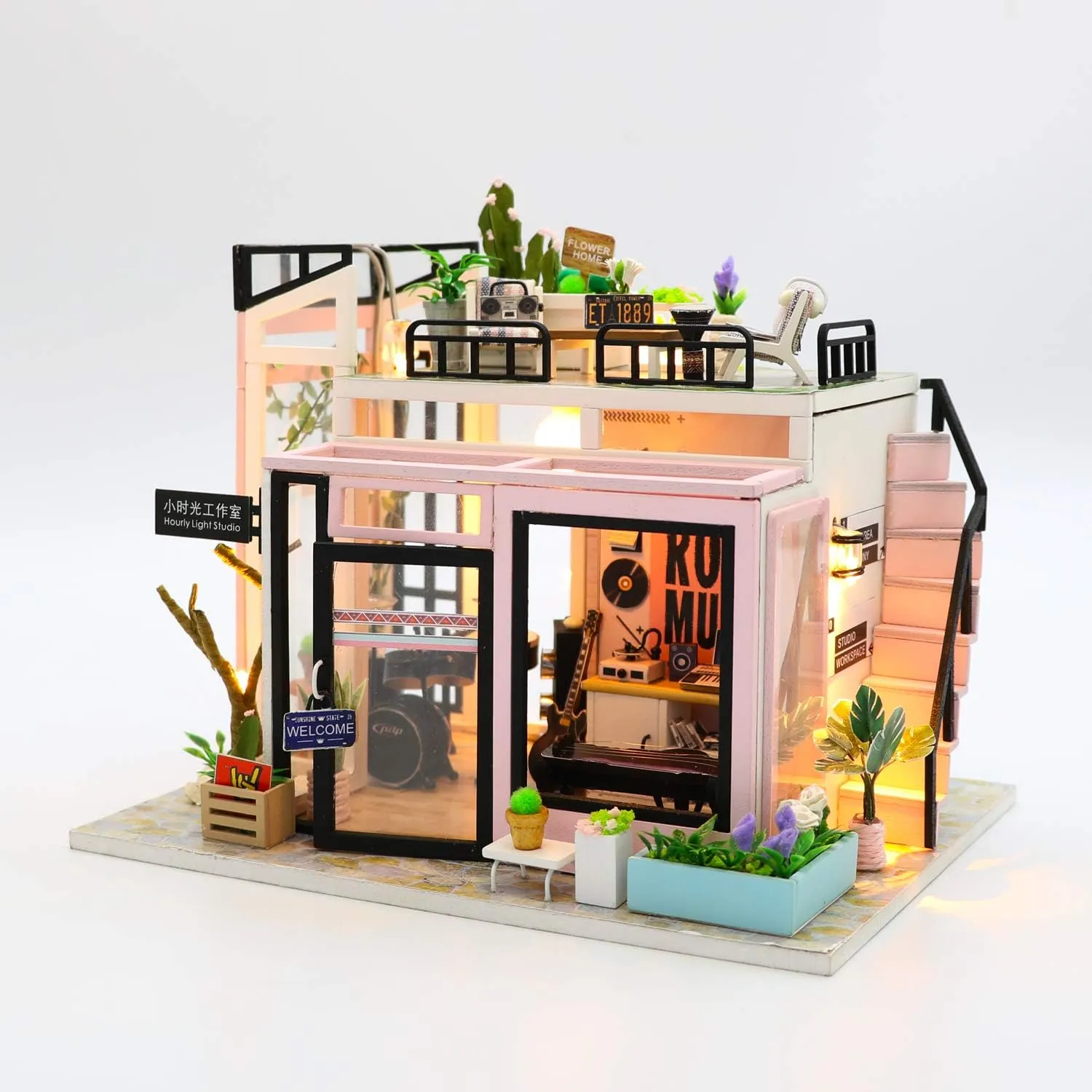 CRIOLPO DIY Miniature Dollhouse Kit, 1:24 Scale Tiny House Building Kit with Furniture, 3D Wooden Craft Model, Creative Miniature House Kit for Adults, for Home Decor, DIY Lovers - Little Time Studio