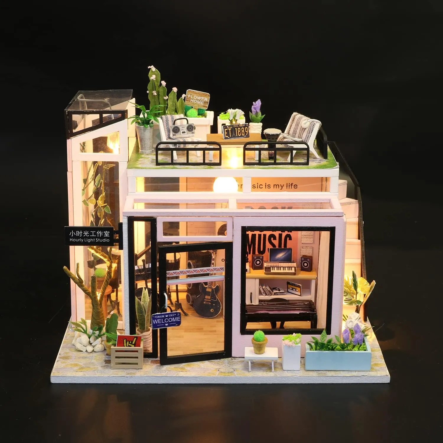 CRIOLPO DIY Miniature Dollhouse Kit, 1:24 Scale Tiny House Building Kit with Furniture, 3D Wooden Craft Model, Creative Miniature House Kit for Adults, for Home Decor, DIY Lovers - Little Time Studio