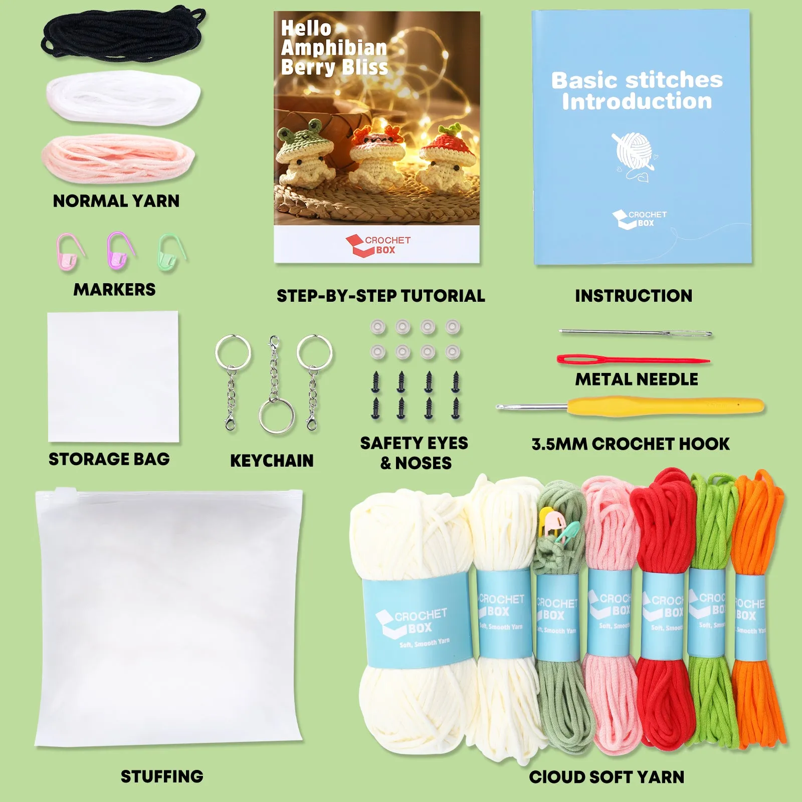 CROCHET BOX Crochet Kit for Beginners—— Animal Mushroom