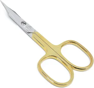CS03 Professional Nail Cuticle Scissors, Hypoallergenic Gold Plated Sharp Curved Manicure Pedicure Grooming for Finger and Toe Nail Care. Made of Stainless Steel in Solingen, Germany