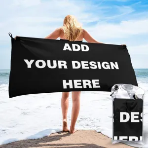 Custom Beach Towel, Personalized Add Your Image Text Ultra Soft Sand Microfiber Portable Water Absorbent Multi-Purpose Bath Throw Towel, Size 27.5" X 55" and 31.5" X 63" (31.5 x 63 Inch)