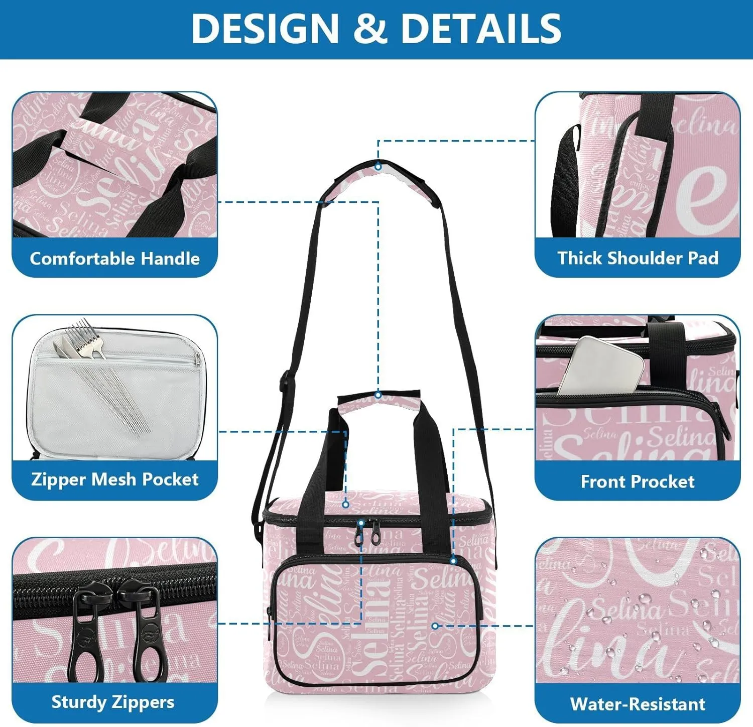 Custom Cooler Bag Personalized Leakproof Cooler Tote Bag Organizer Insulated 24 Cans Camping Coolers