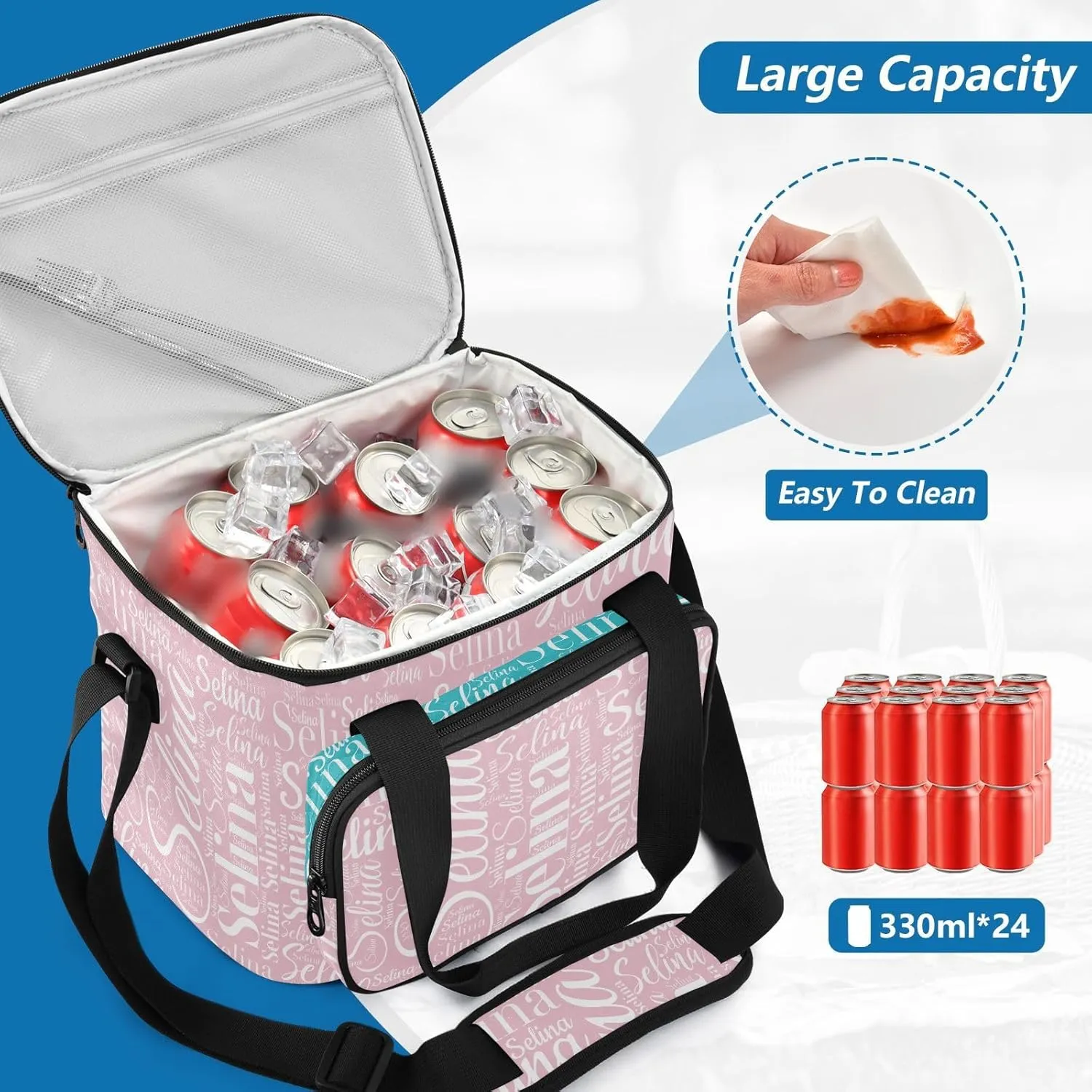 Custom Cooler Bag Personalized Leakproof Cooler Tote Bag Organizer Insulated 24 Cans Camping Coolers