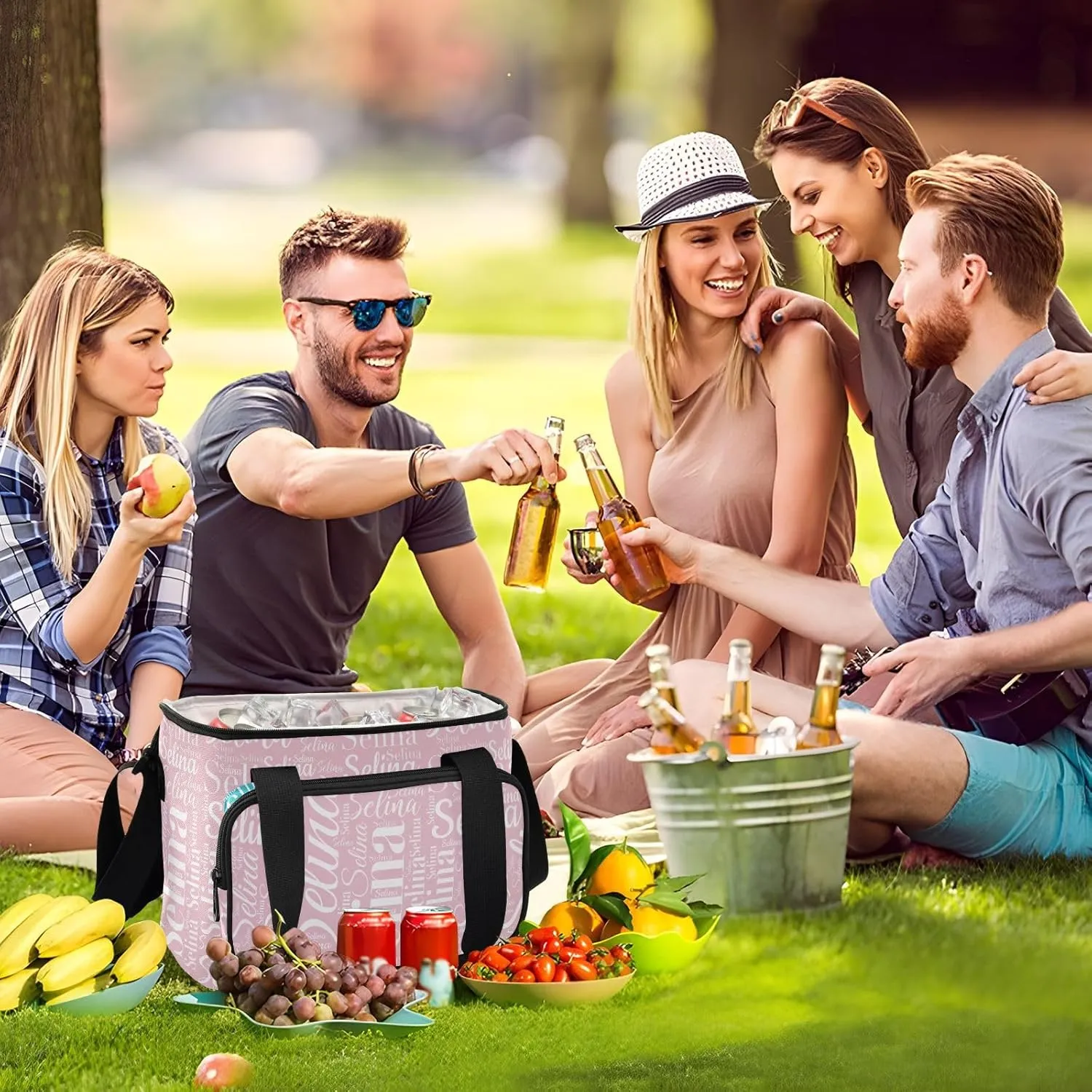 Custom Cooler Bag Personalized Leakproof Cooler Tote Bag Organizer Insulated 24 Cans Camping Coolers