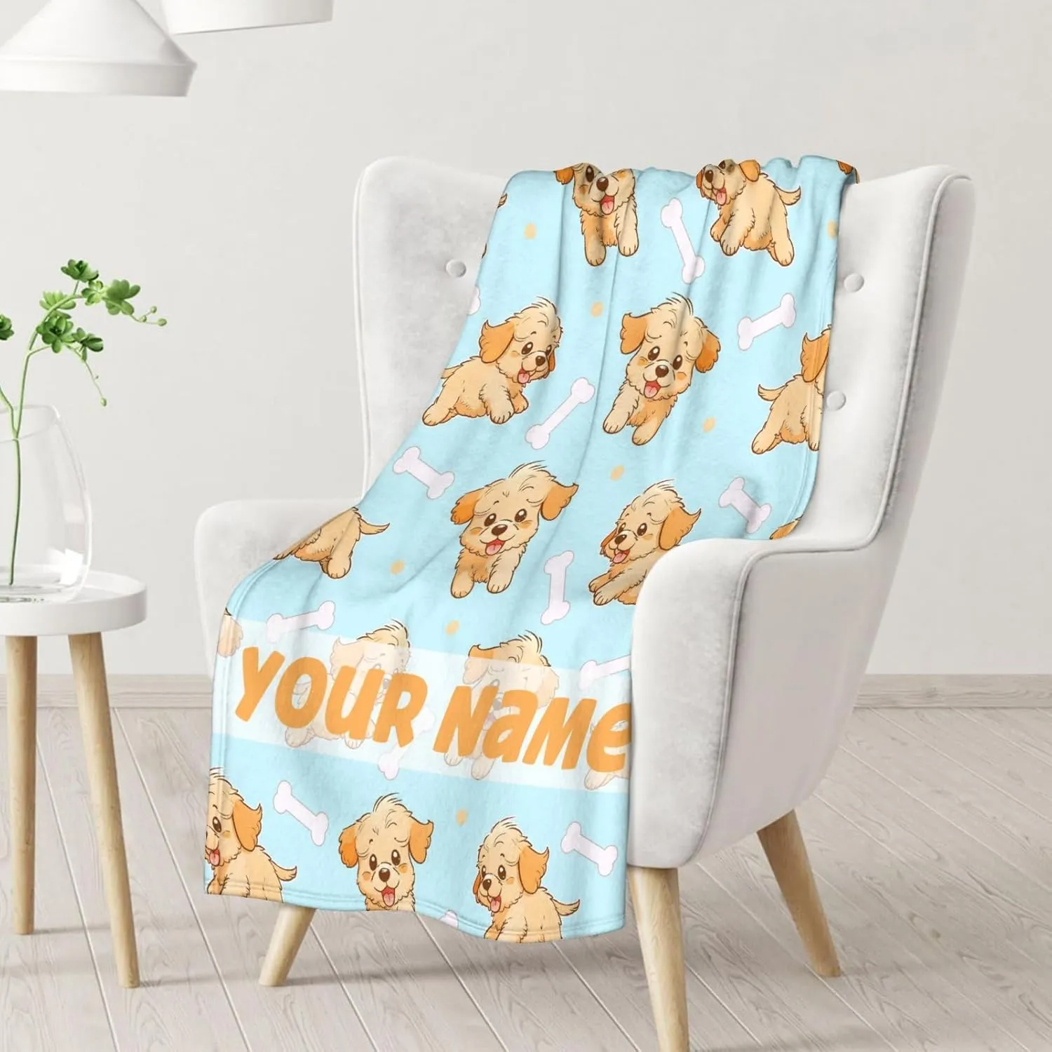 Custom Golden Retrievers Blanket Gift - 40x50 Inches Cute Blankets for Girls & Boys - Blue Soft Fuzzy Throw for Couch, Sofa