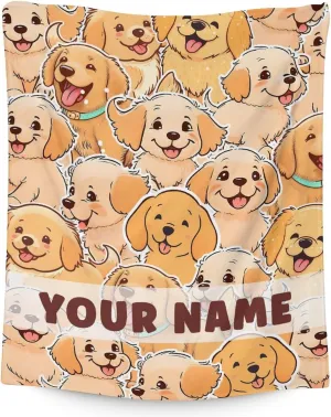 Custom Golden Retrievers Blanket Gift - 40x50 Inches Cute Blankets for Girls & Boys - Orange Soft Fuzzy Throw for Couch, Sofa