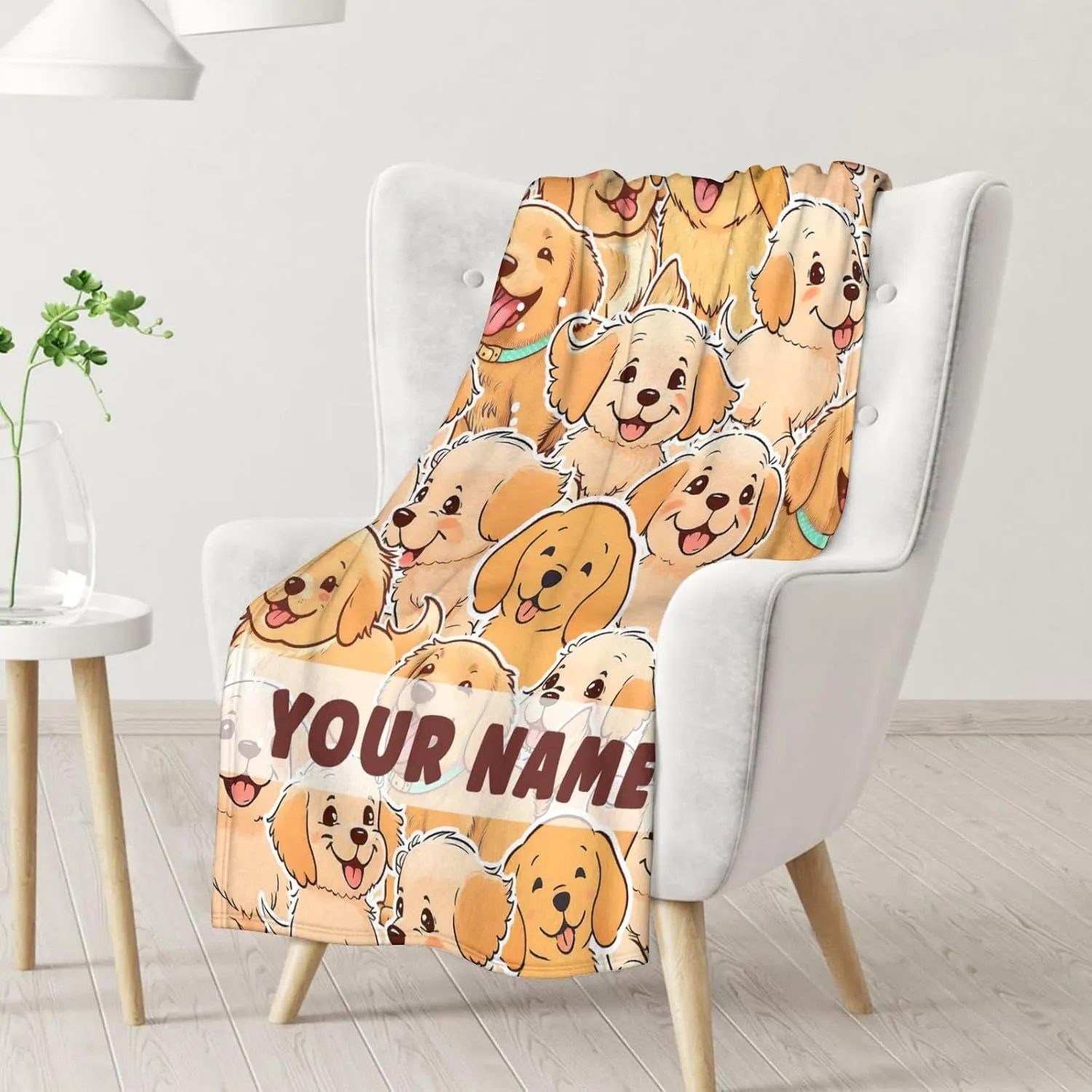 Custom Golden Retrievers Blanket Gift - 40x50 Inches Cute Blankets for Girls & Boys - Orange Soft Fuzzy Throw for Couch, Sofa