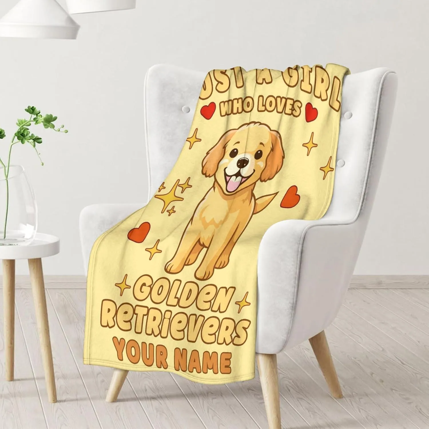 Custom Golden Retrievers Blanket Gift - 40x50 Inches Cute Blankets for Girls & Boys - Yellow Soft Fuzzy Throw for Couch, Sofa