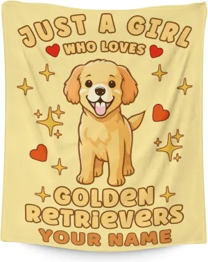 Custom Golden Retrievers Blanket Gift - 40x50 Inches Cute Blankets for Girls & Boys - Yellow Soft Fuzzy Throw for Couch, Sofa