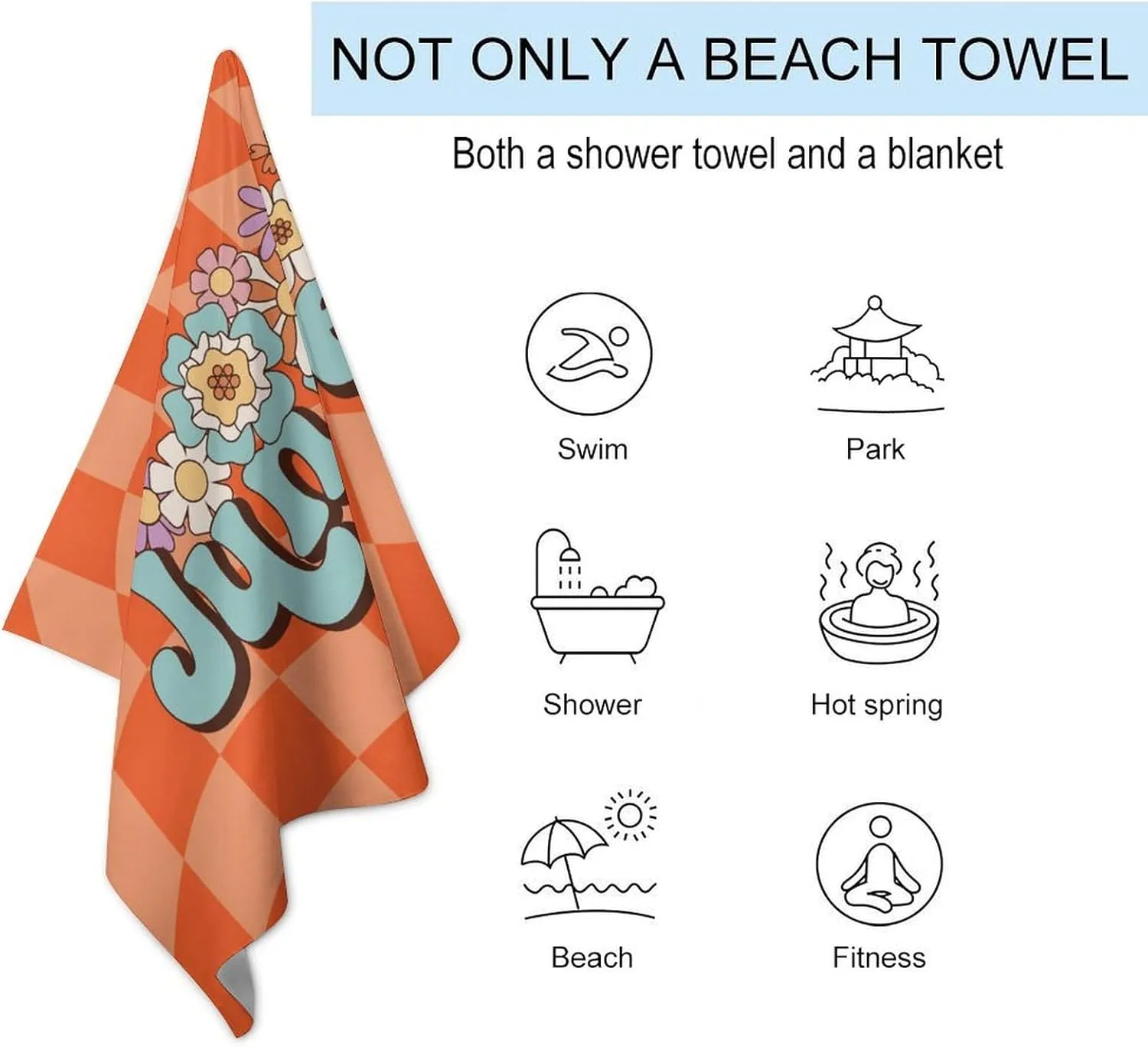 Customize Beach Towel 32x52 Inch Summer Pool Picnic Essentials Home Gift Soft Blanket for Men Women Lightweight Classic Microfiber Bath Towel Blanket