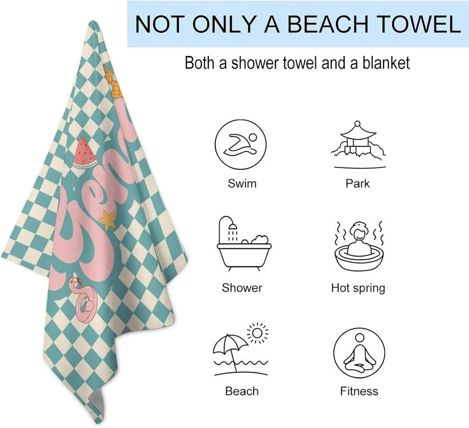 Customize Retro Style Super Absorbent Sand Free Thick Microfiber Beach Towel Sand Free Towels for Bachelorette Party Swimmers Pool Picnic Essentials Vacation Gift 32" x 52" Bath Bath Towel Blanket