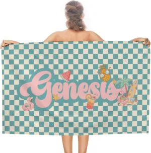 Customize Retro Style Super Absorbent Sand Free Thick Microfiber Beach Towel Sand Free Towels for Bachelorette Party Swimmers Pool Picnic Essentials Vacation Gift 32" x 52" Bath Bath Towel Blanket