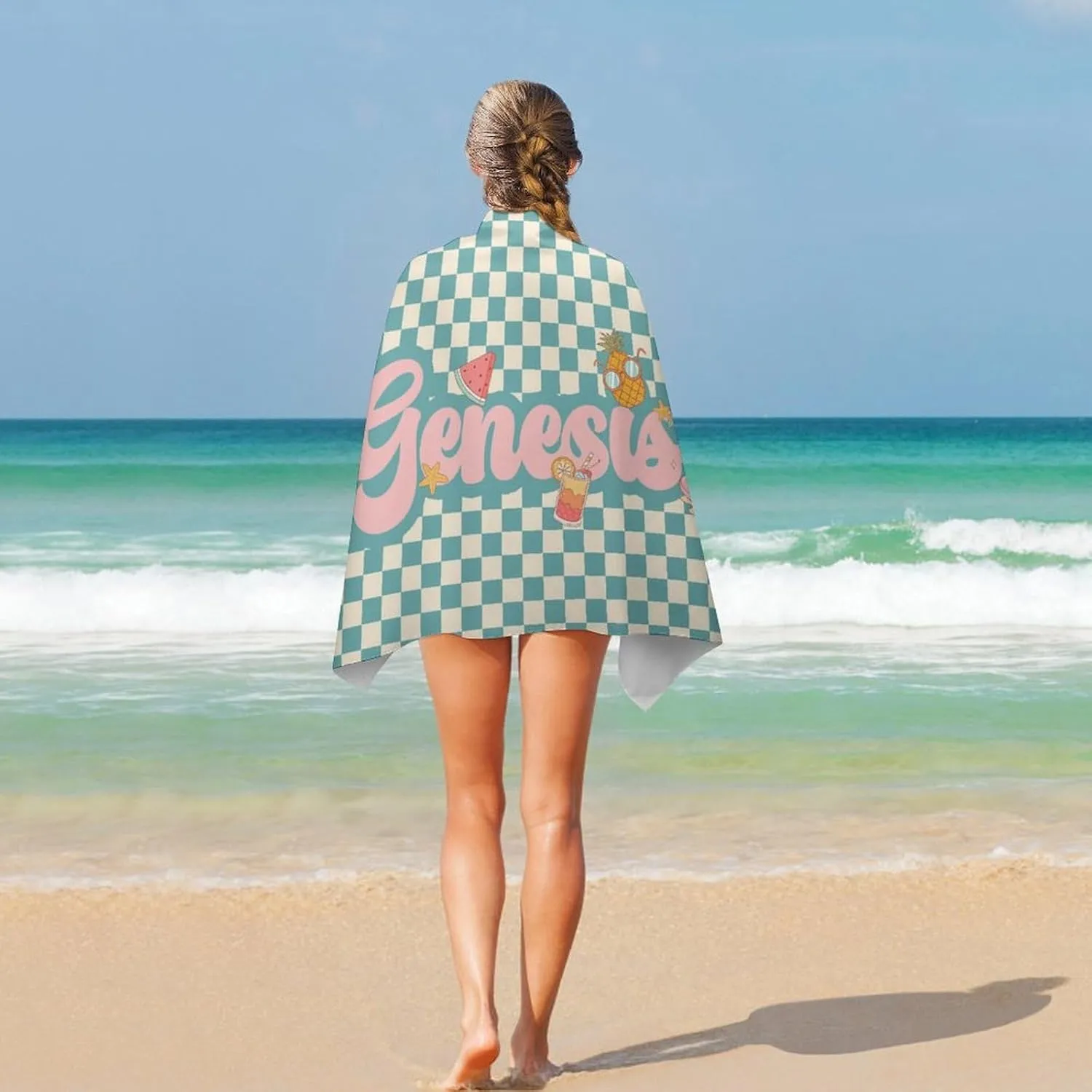 Customize Retro Style Super Absorbent Sand Free Thick Microfiber Beach Towel Sand Free Towels for Bachelorette Party Swimmers Pool Picnic Essentials Vacation Gift 32" x 52" Bath Bath Towel Blanket
