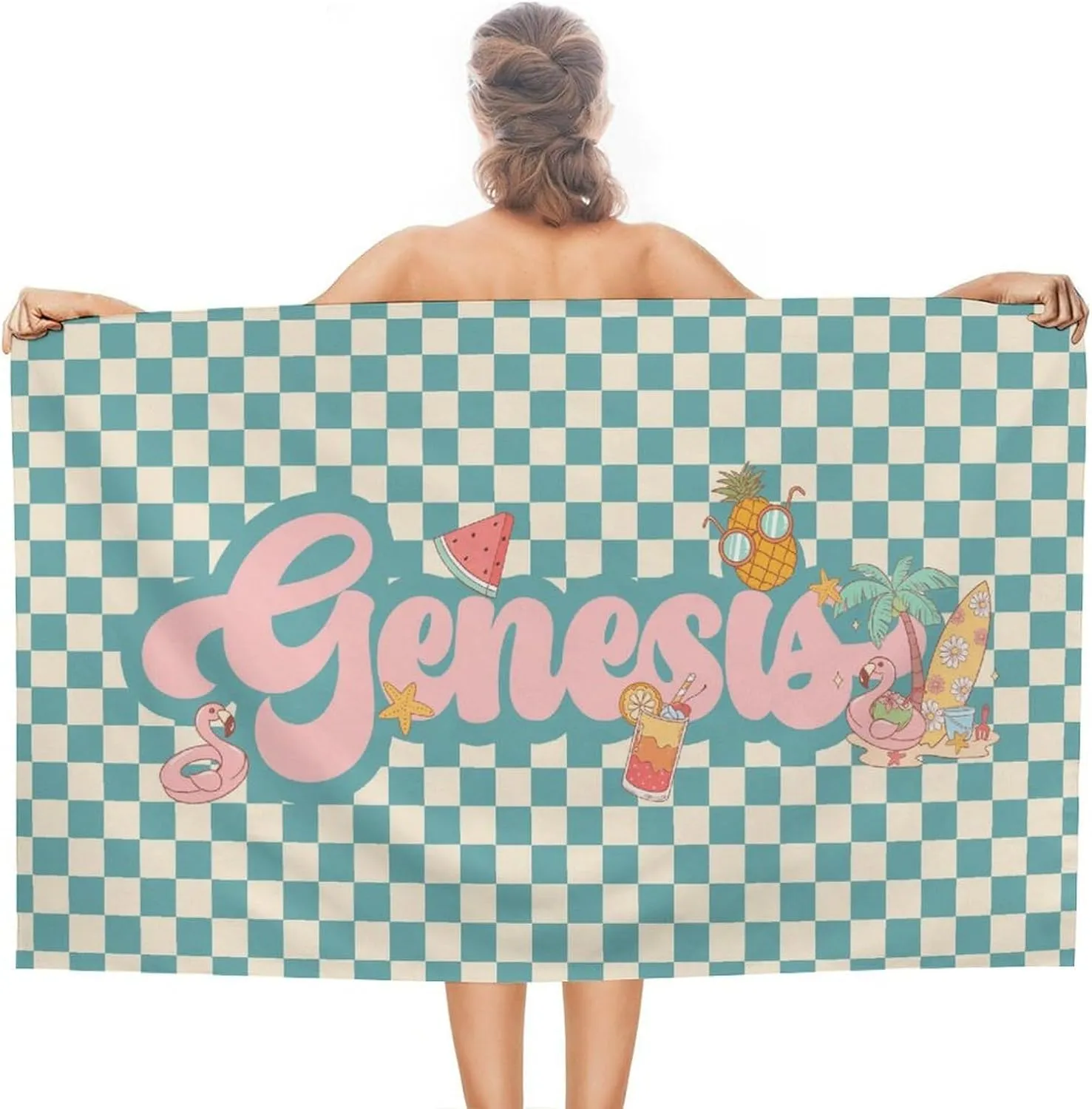 Customize Retro Style Super Absorbent Sand Free Thick Microfiber Beach Towel Sand Free Towels for Bachelorette Party Swimmers Pool Picnic Essentials Vacation Gift 32" x 52" Bath Bath Towel Blanket