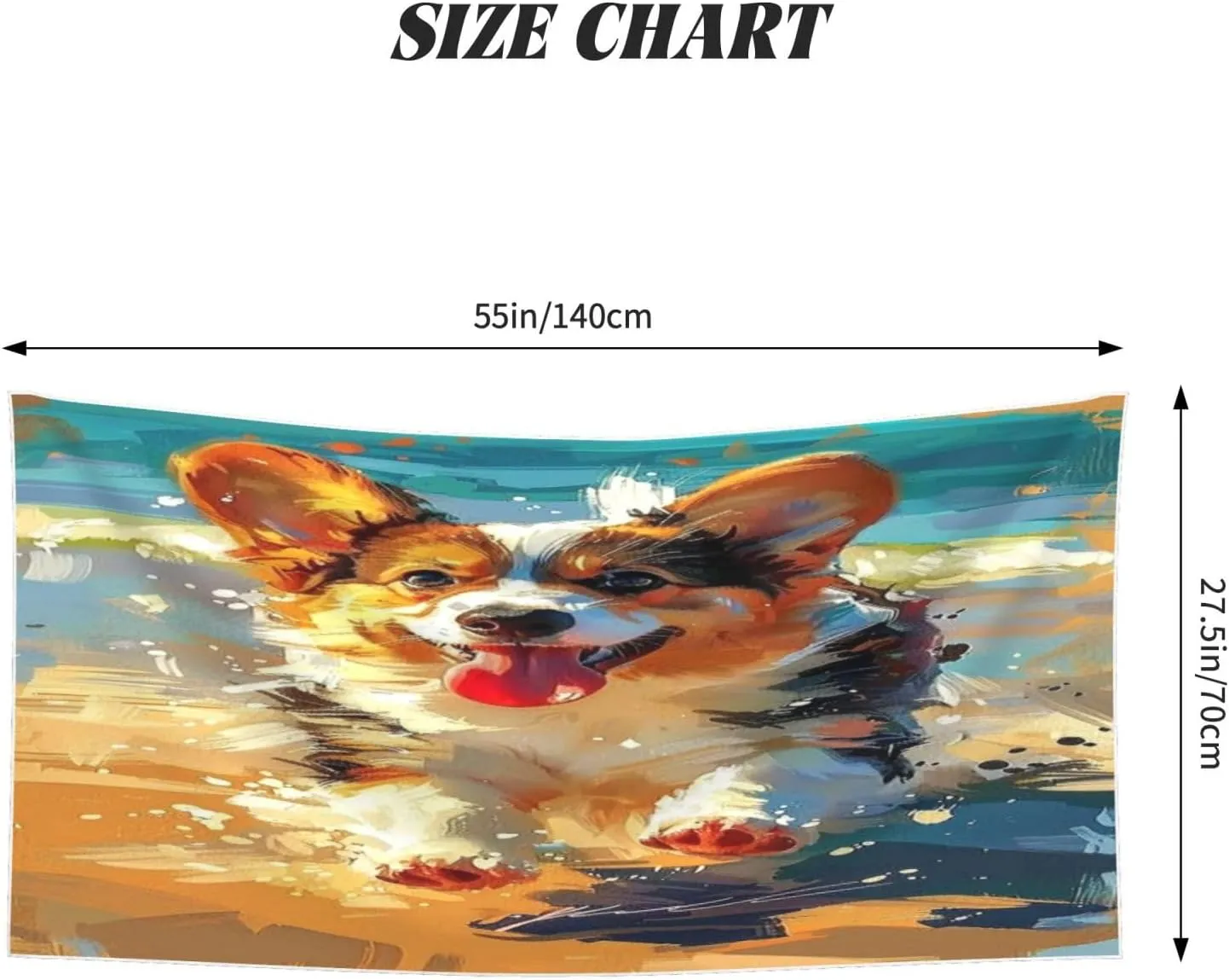 Cute Corgi Pattern Beach Towel 27.5" X 55" Lightweight Beach Towel Quick Dry Blanket for Vacation Essentials Gift